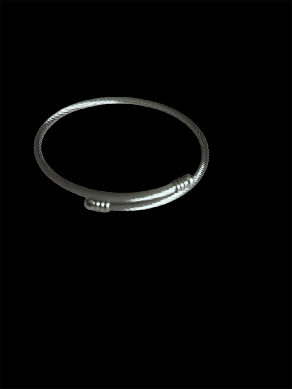 Silver Twisted Cable Open Cuff Stainless Steel Br… - image 4
